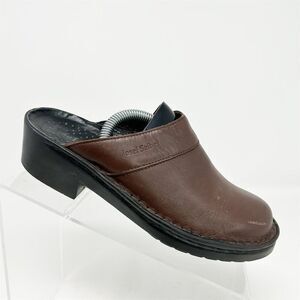 Josef Seibel Women's Brown Leather Slip On Mules Clogs Size 38 Casual Shoes